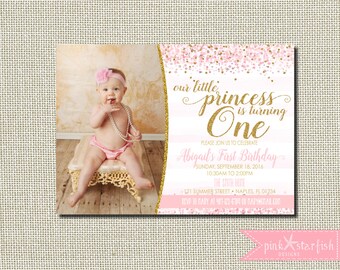 Princess Birthday Invitation, Princess Birthday, Princess Invitation, Pink and Gold, Glitter, Birthday Invitation, Princess, Glam, Digital