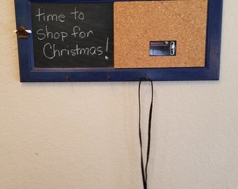 Memo board/ chalkboard and cork board/ recycled cabinet door