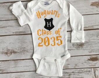 Hogwarts Class of 2035 Harry Potter Onesie Hogwarts Onesie Custom Onesie Hogwarts Shirt Personalized Shirt Potter Shirt Baby Shower Gift