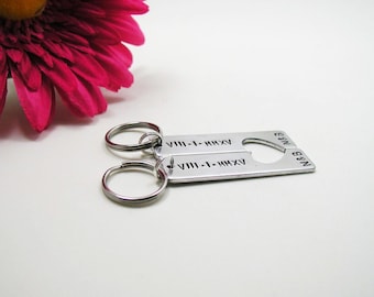 Roman Numeral Keychains - Engraved Keychains - Couples Keychain - His And Her Keychain - Personalized Keychain Set - Wedding Key Chain Set