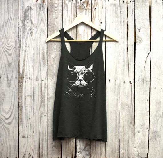 Cat Tank. Triblend Racerback Tank. Cat Tank Top. by