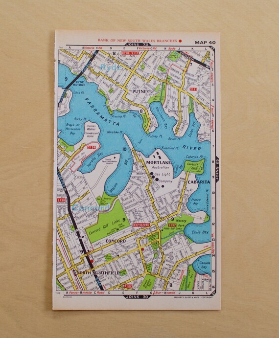 1969 Sydney Australia Street Map Putney Ryde by TheWoodenEarth