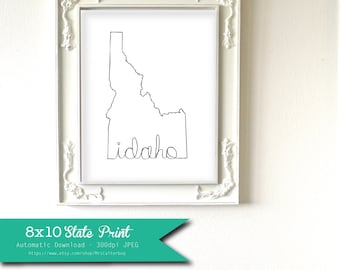 Printable Idaho State Art Print 8x10 Digital Wall Art Gift