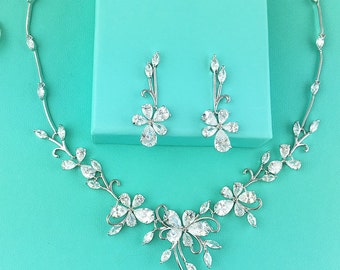 Bridal Jewelry Set, CZ Wedding Necklace Set, bridal jewelry, wedding jewelry, zircon jewelry, cz jewelry set, jewelry set, 286527565