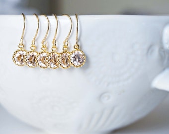 Dainty Champagne Gem Earrings | Bridesmaid Earrings | Wedding Jewelry