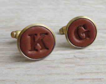 Bronze Embossed Leather Cufflinks