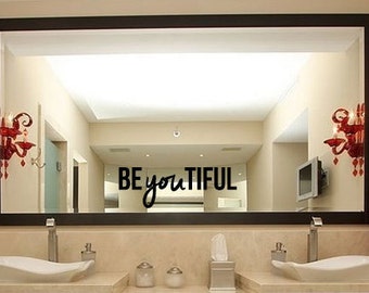 Beautiful decal - Beyoutiful mirror decal - bathroom decal