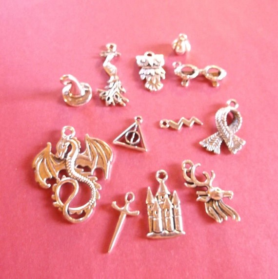 Harry Potter silver charms 12 charms by thedoohickeytree on Etsy