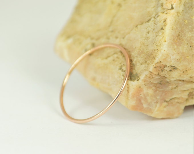 Solid 14k Rose Gold Ring, Super Thin Stacking, Round Minimal Gold Ring, Rose Gold Ring, Solid Gold Ring, 14k Gold Ring, Real Gold Ring
