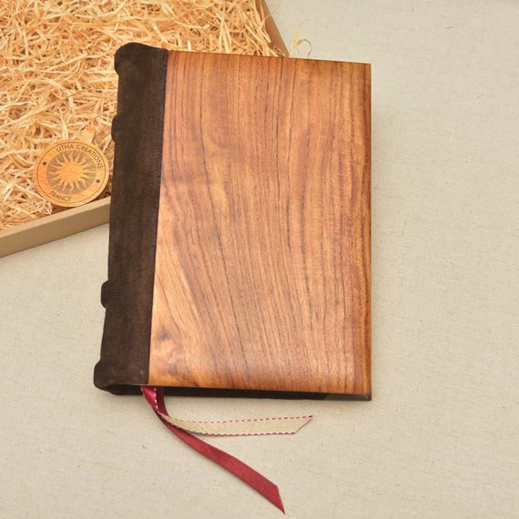 Wood Cover Notebook Natural TEAK wood Real by LithaCreations