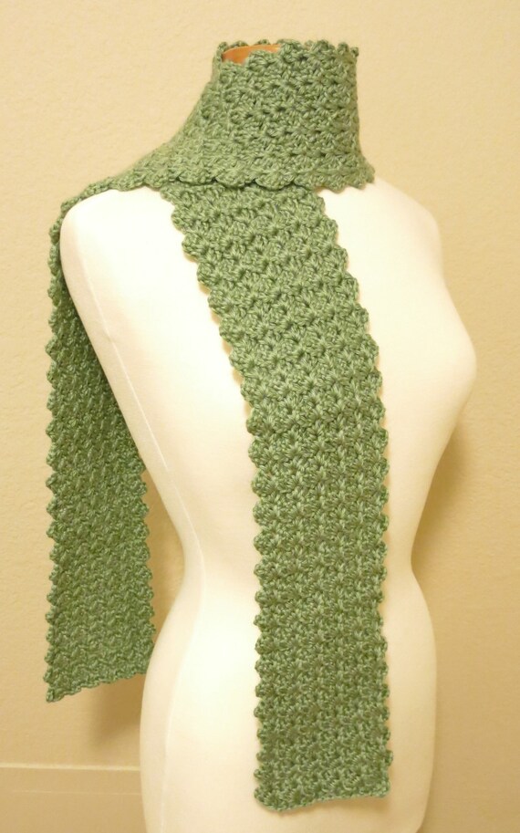 Crochet Textured Scarf with Scalloped Edge by KnottyMaryCrochet