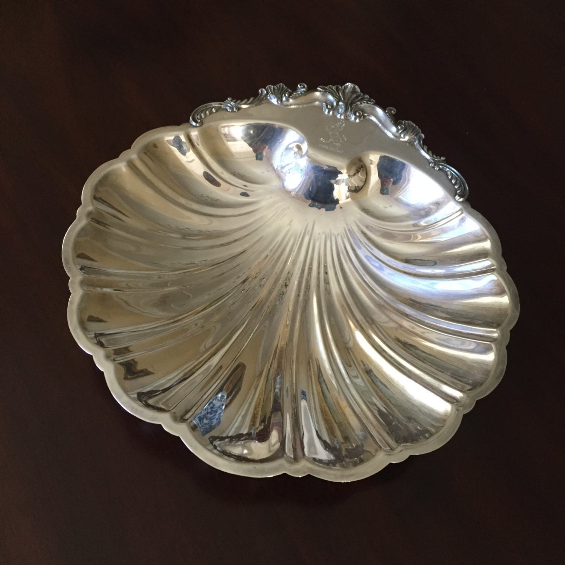 Large Silver Plate Shell Serving Dish by FB Rogers Silver