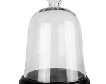 Glass Bell Cloche with Black Wooden Base (including Black Wood Base) #GCL101-WB001/08LBK