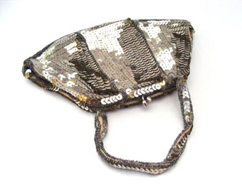 silver sequin evening bag