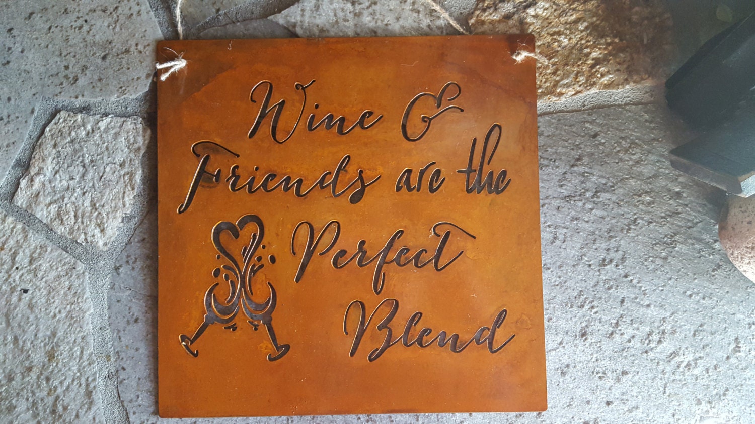 metal wine sign wine friends wine decor rusted metal sign rustic