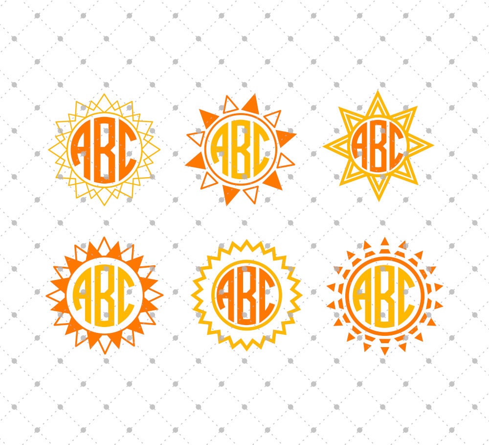 Sun Monogram Frame Svg Cut Files Sun Svg Cut Files For