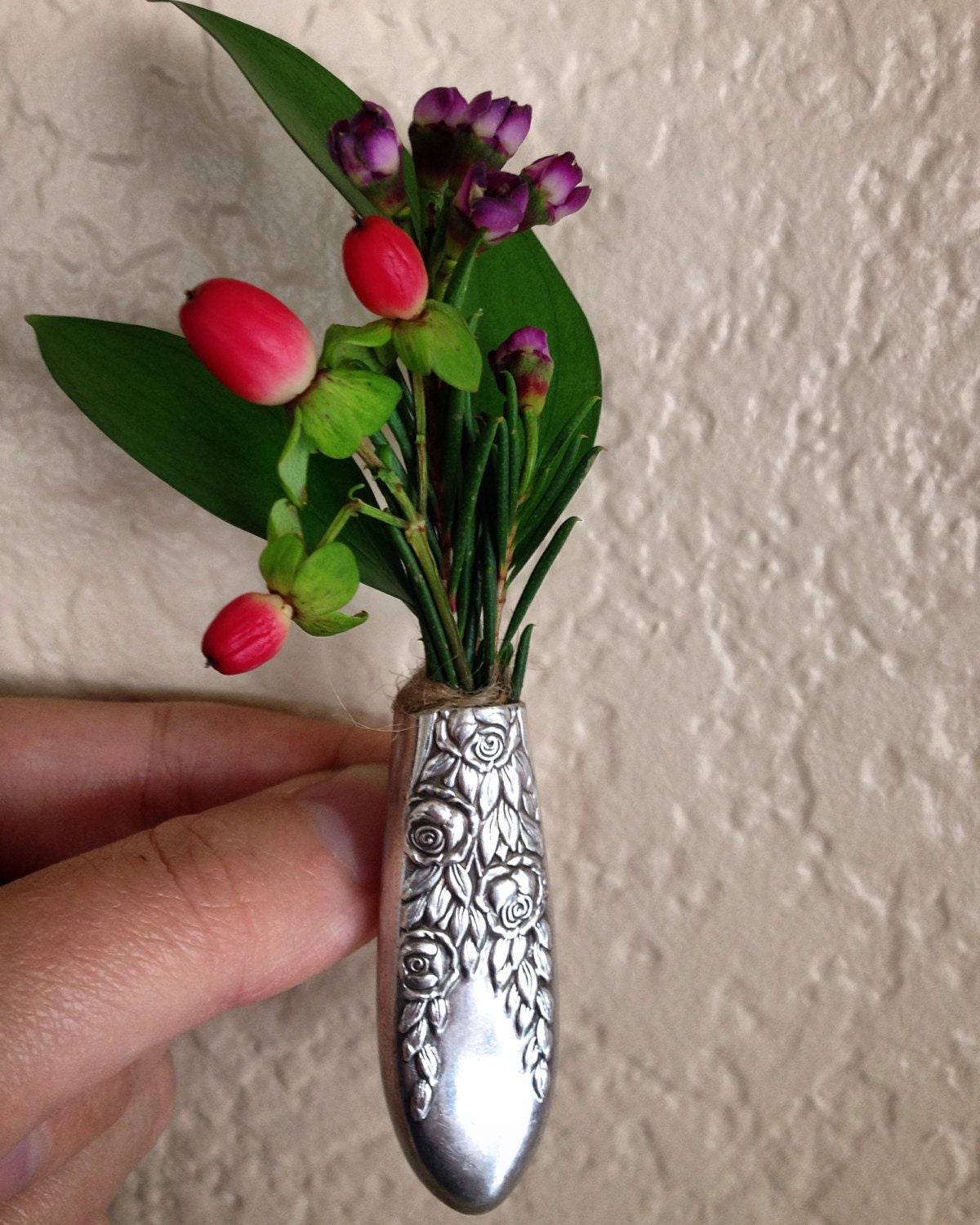 Flower Vase Boutonniere Lapel Pin Vintage Silverware
