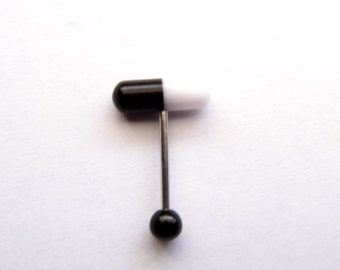 New Pill Shape Tongue Ring Stud Barbell Stainless Steel Design Body Piercing Jewelry