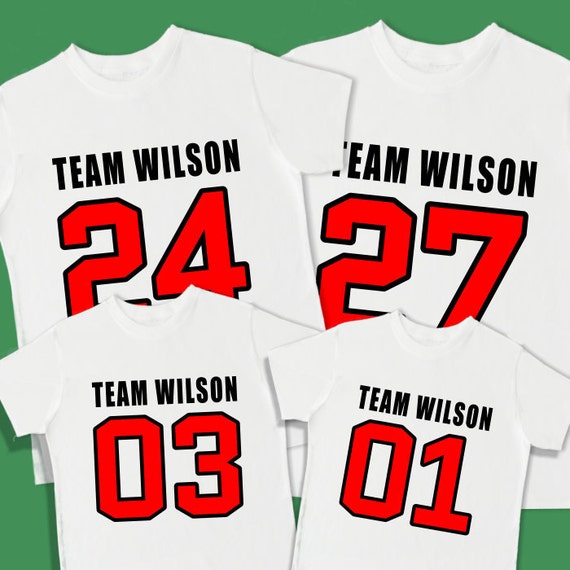 Items similar to Family Team Jerseys. Family Team Shirts. Set of 4