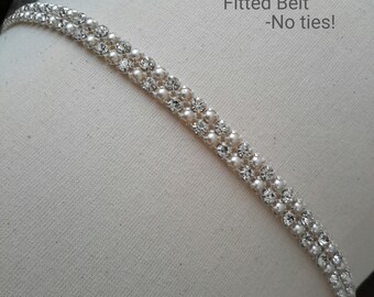 Bridal Belt, Thin Rhinestone Belt, Skinny Bridal Belt, Pearl Belt, Wedding Sash, Rhinestone and Pearl BridL Belt Best Friend Bridal 112PS