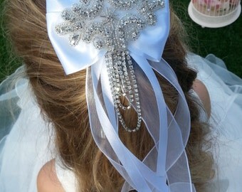 FIRST COMMUNION hair accessory Melted Satin Flower Corsage