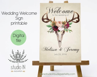 PRINTABLE Large Wedding Welcome Sign, Large Welcome Sign, Rustic Wedding Sign, Reception Sign, Boho wedding, PRINTABLE