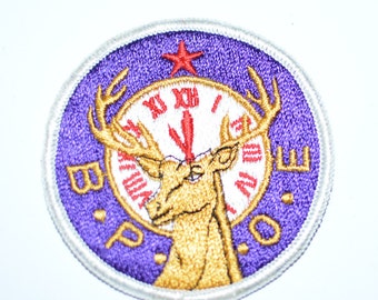 BPOE Elks Lodge - Vintage Sew-On Embroidered Patch - RARE Gold Elk Design - Benevolent Protective Order of Elks Jacket Patch Hat Patch e14h