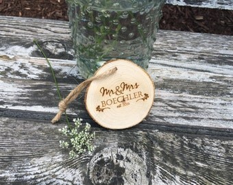 Christmas Ornaments, Ornaments, Engagement Ornament, Wedding Ornament, Personalized Christmas Ornament, Personalized Ornaments, Tree Slice