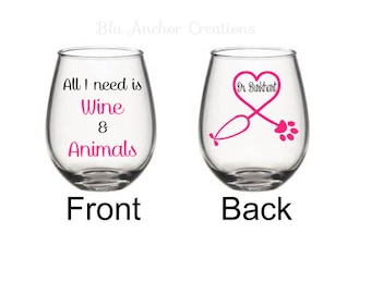 Veterinarian Appreciation Glass, Veterinarian Gift, Vet Gift, Gifts For Veterinarian, Veterinarian Wine Glass, Vet Tech Gift, Vet Student