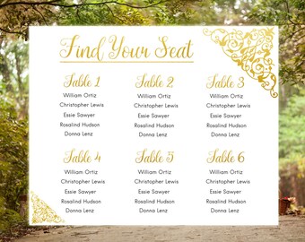 Wedding guest list printable Tableau de mariage Wedding seats Reception seating Reception plan DIY seating chart poster Guest chart card