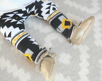 Aztec Leggings, Baby Leggings, Black, Gold, Boys, Girls, Soft Cotton Knit, Newborn, Infant, Child, Toddler, Kids, Tribal, Steelers, White