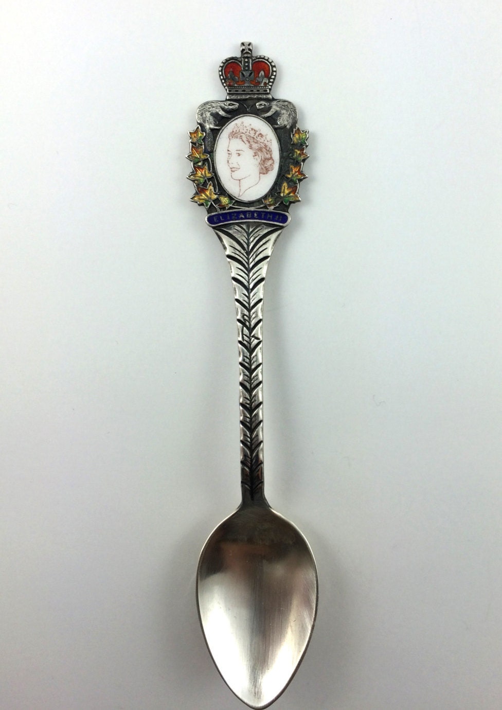 Queen Elizabeth II Enamel Souvenir Spoon Canada Beaver