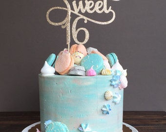 Sweet 16 cake topper, sweet 16 birthday decorations, birthday cake topper, girl birthday party, sweet 16 party decorations