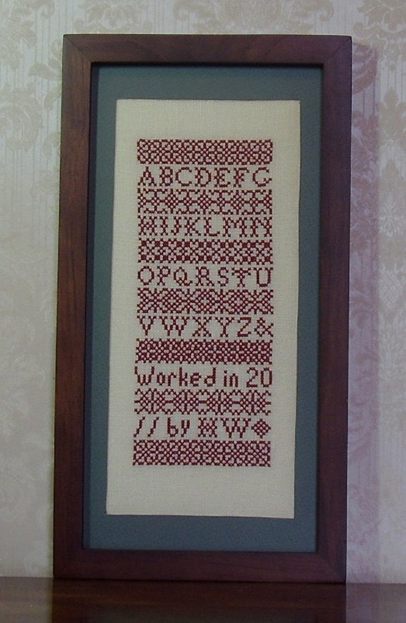 Cross Stitch PDF Pattern Red Band Sampler
