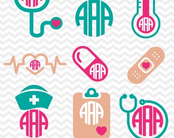 NURSE SVG Files, Silhouette, Die Cut, Vinyl Cutter, Monogram, Screen Printing svg#015