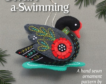 Swan a-Swimming PDF pattern for a hand sewn wool felt ornament