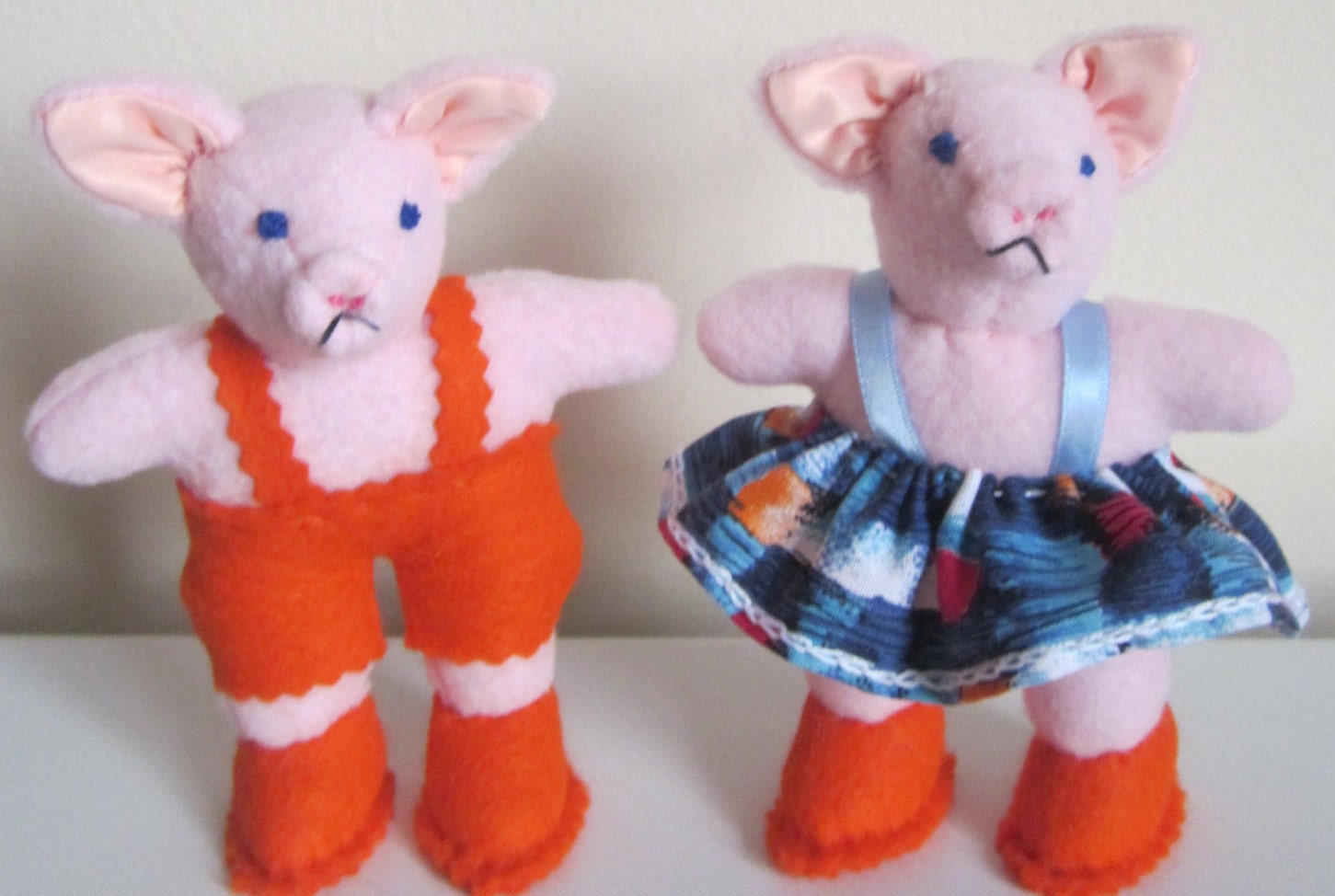 Piglet Toys Pink Piglet Toys Dressed Piglets by COLDHAMCUDDLIES