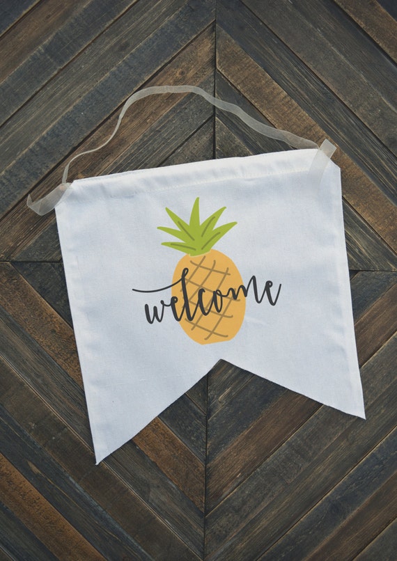 Pineapple Welcome Canvas  Banner  Sign  by yourethatgirldesigns