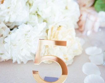 Acrylic Wedding Table Numbers for Events, Freestanding Numbers Acrylic Gold Silver or Clear Wedding Decor Table Centerpiece (Item - ACB100)