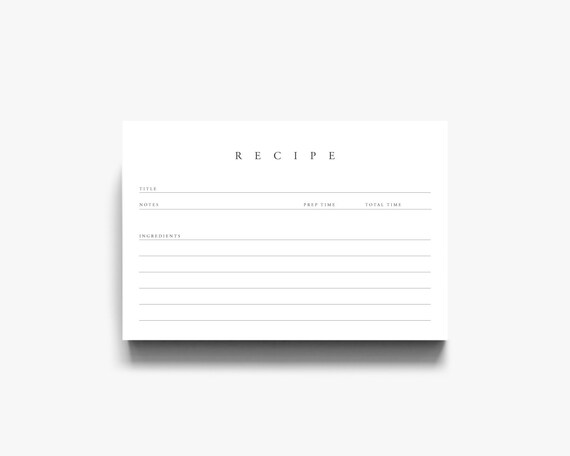 black and white recipe card template