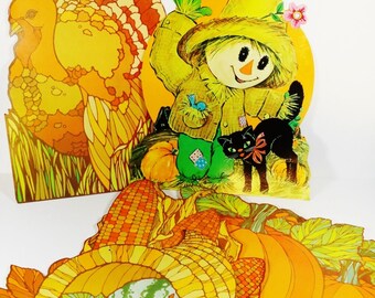 Set of Vintage Fall - Autumn Cutouts - Halloween Thanksgiving 70s - Halloween Decor - Fall Decor Autumn Decor - Paper Ephemera School Decor