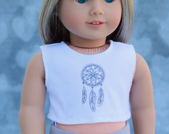 American Made Doll Clothes | Dreamcatcher CROP TANK TOP for 18 inch doll