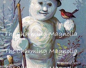 Beautiful Vintage Snowman Christmas Digital Download Printable Image Instant Download for DIY Paper Crafts