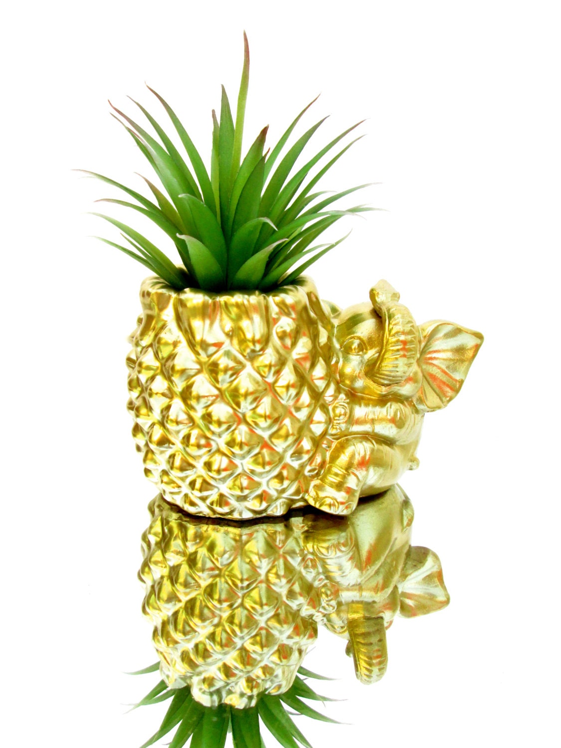 Vintage Gold Pineapple & Elephant Planter