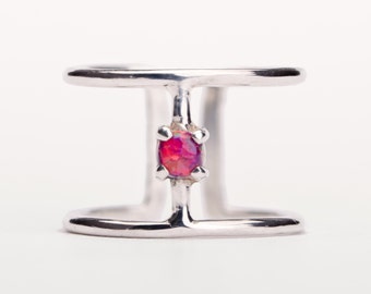 Wire Ring Fire Purple Opal Sterling Silver Adjustable Ring Wrap Ring Boho Jewelry - FRI007 SSS OP76