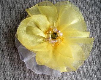 Items similar to Yellow Felt Pansy Pin, Golden Yellow Flower Pin ...