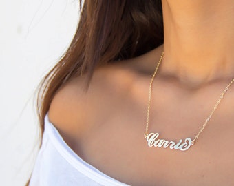 Carrie Name Jewelry - Carrie necklace Gold, Personalized Jewelry, Gold Initials Necklace,Carrie Style Name Necklace, Name Jewelry, Best Gift