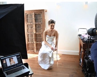 Wedding Dress SAMPLE SALE -- Blush Coloured Wedding Gown in Duchess Silk Satin