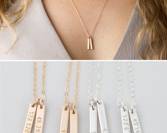 Coordinates Necklace • Custom GPS Location Necklace, Dainty Vertical Bar Necklace • 14k Gold Fill, Silver, Rose Gold Filled Necklace • LN128