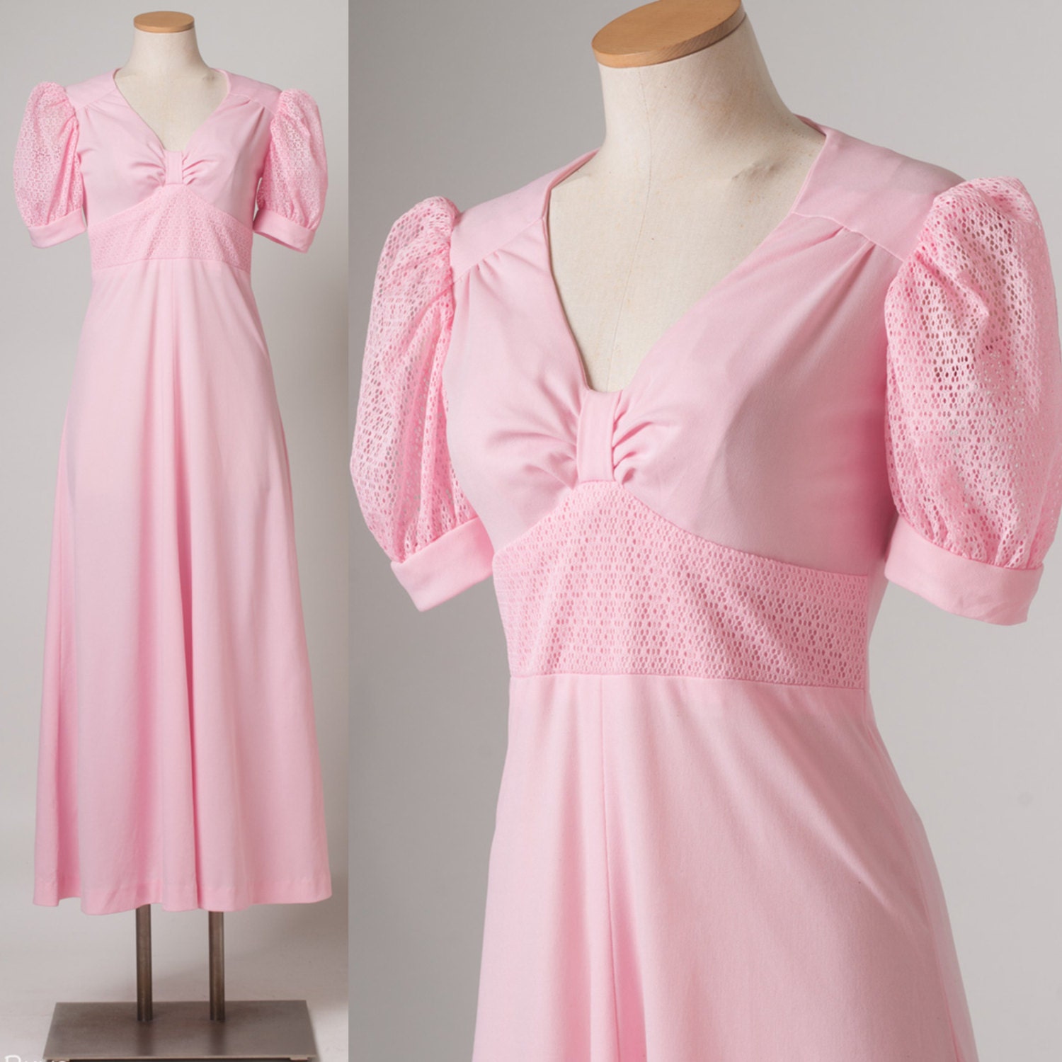 Vintage Maxi Dress 60s Pink dress Vintage babydoll dress